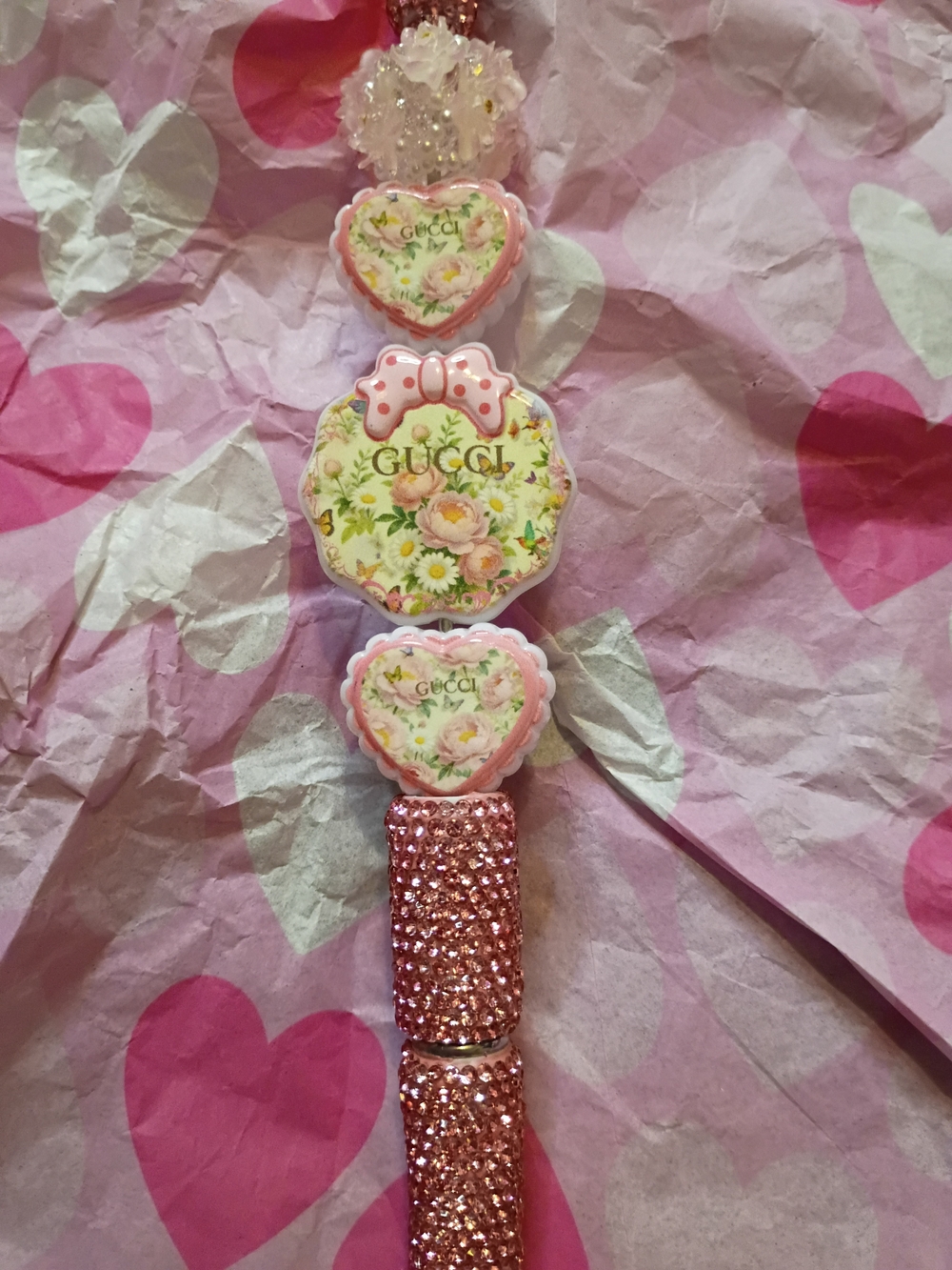 Pink Rhinestone Beaded Fancy Pen - Picture 2 of 3